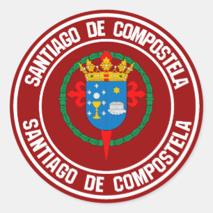 Santiago de Compostela Round Emblem Runt Klistermärke