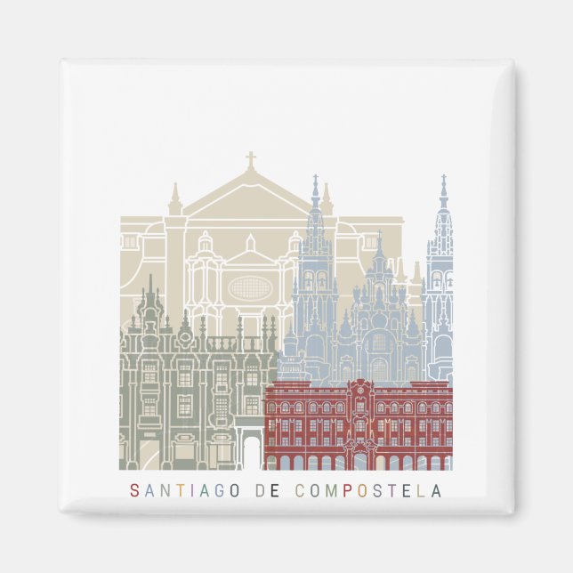 Santiago de Compostela skyline poster Magnet (Framsidan)