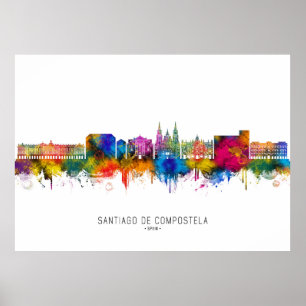 Santiago de Compostela Spanien Siluett Poster