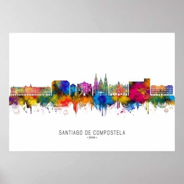 Santiago de Compostela Spanien Siluett Poster (Framsidan)