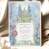 Santiago de Compostela Spanien Watercolor Bröllop