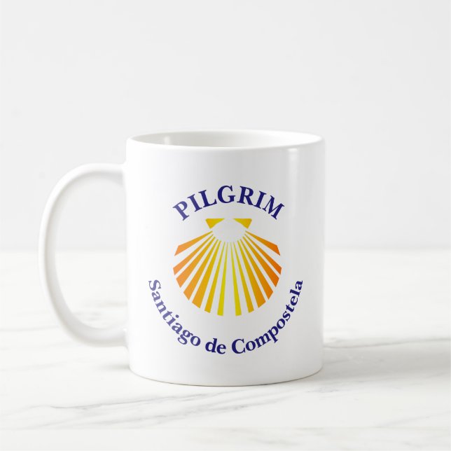 Santiago de Compostella pilgrimer Kaffemugg (Vänster)