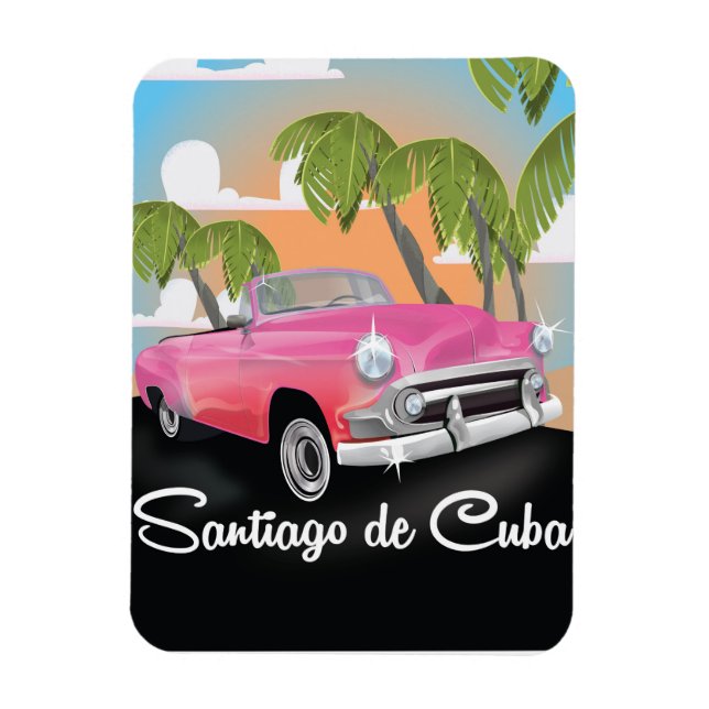 Santiago de Cuba vintage semesteraffisch. Magnet (Vertikal)