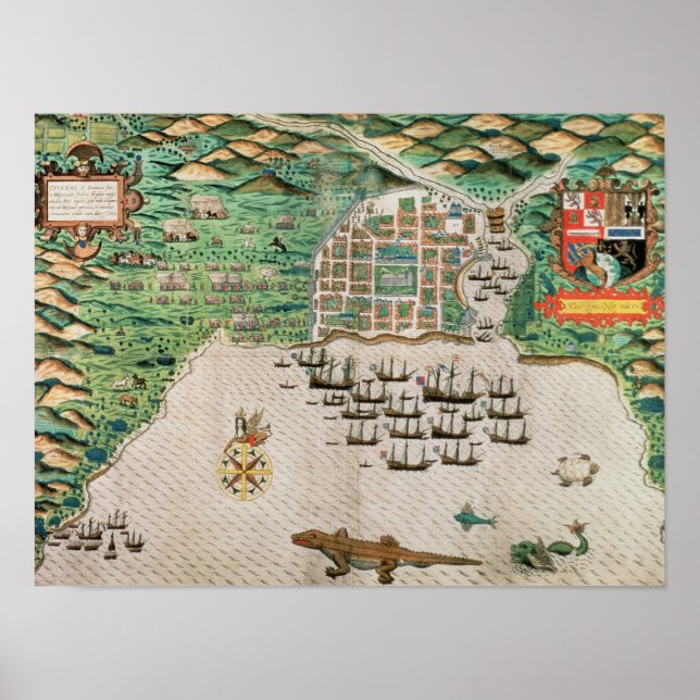 Santiago, Kap Verde, 1589 Poster (Framsidan)