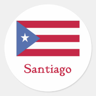 Santiago Puerto Rican Flagga Runt Klistermärke