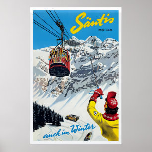 Säntis Schweiz Vintage Skiposter - Inramad Poster