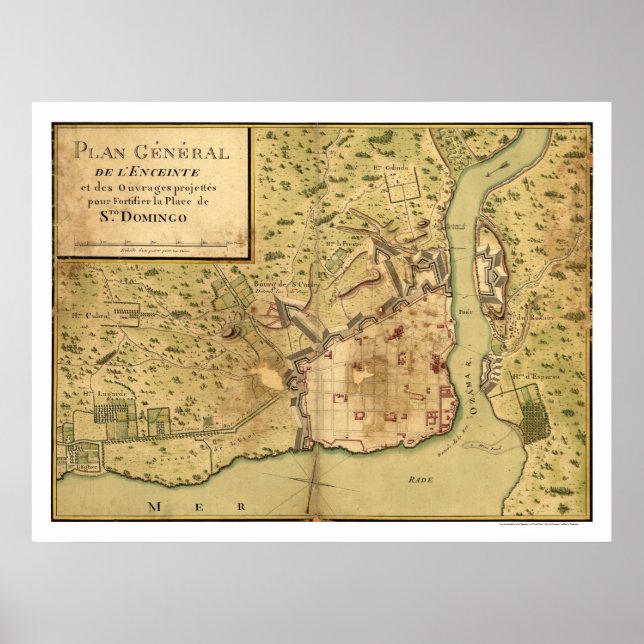 Santo Domingo Dominican Karta 1805 Poster (Framsidan)