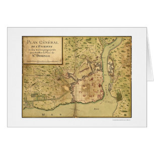 Santo Domingo dominikansk karta 1805 Hälsningskort