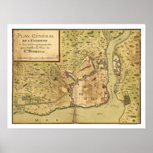 Santo Domingo dominikansk karta 1805 Poster