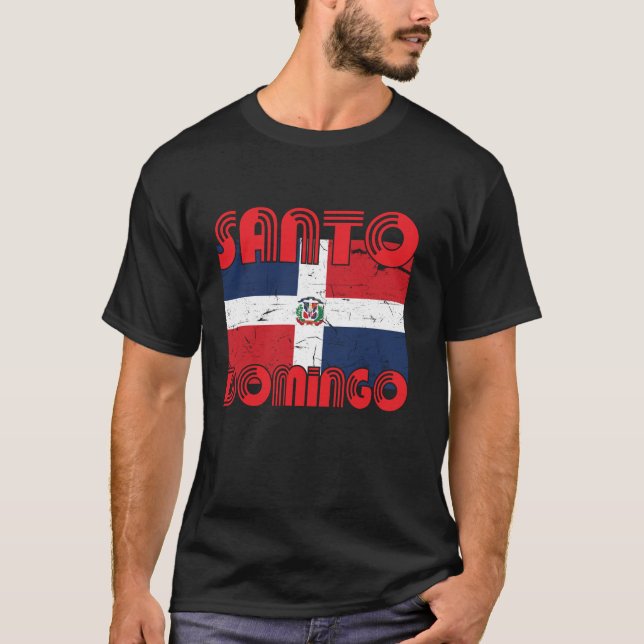 Santo Domingo Dominikanska republiken Flagga Souve T Shirt (Framsida)