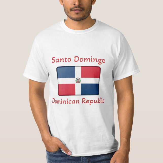 Santo Domingo Dominikanska republiken Flagga T-Shi T Shirt (Framsida)
