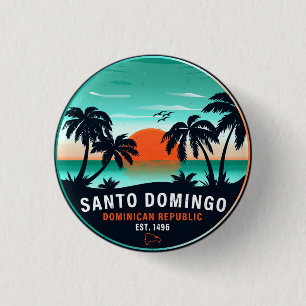 Santo Domingo Dominikanska republiken Retro Sunset Knapp