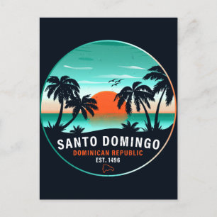 Santo Domingo Dominikanska republiken Retro Sunset Vykort