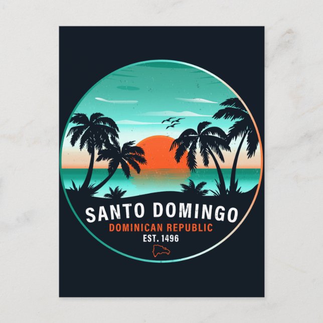 Santo Domingo Dominikanska republiken Retro Sunset Vykort (Framsida)