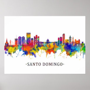 Santo Domingo Dominikanska republiken Skyline Poster