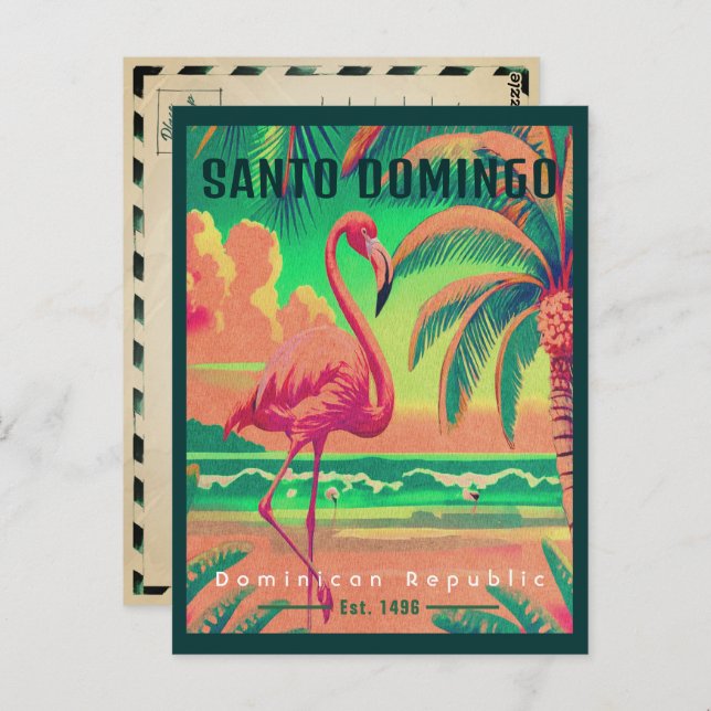 Santo Domingo DR Retro Flamingos Souvenir 1950-tal Vykort (Fram/baksida)