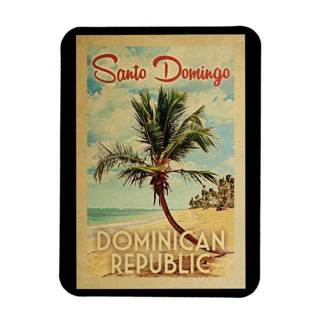 Santo Domingo palmträdvintage resor Magnet (Vertikal)