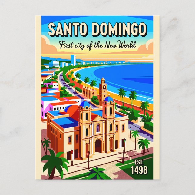 Santo Domingo Retro Resemålning Affisch Konst Vykort (Framsida)