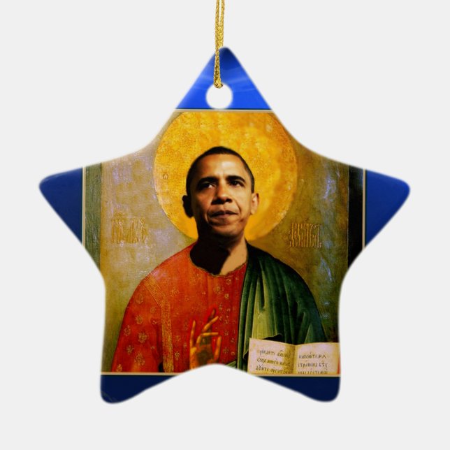 SANTOBAMA Blue Sapphire Star Julgransprydnad Keramik (Framsidan)