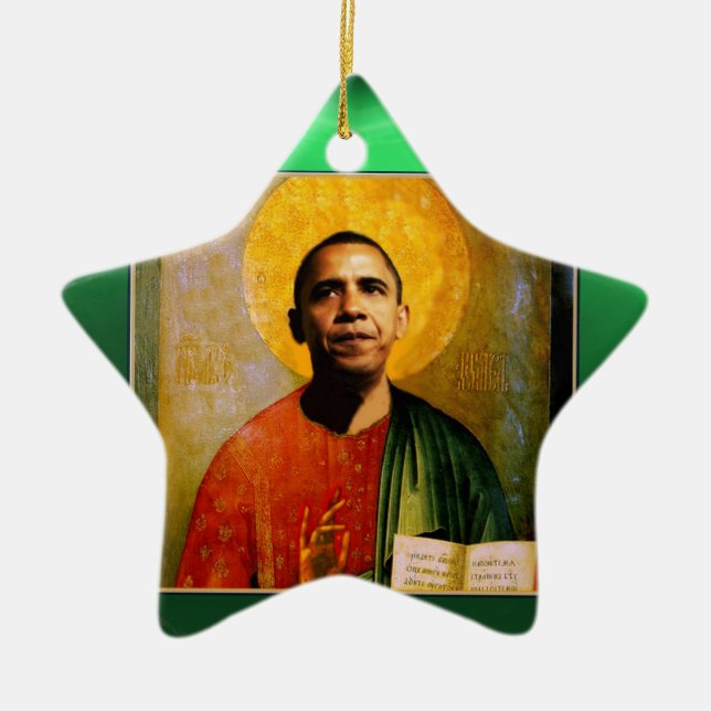 SANTOBAMA Grönt Jade Star Julgransprydnad Keramik (Framsidan)