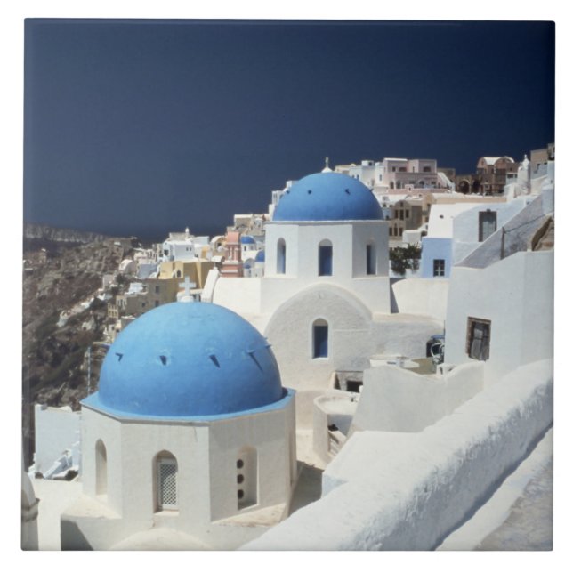 Santoirini Island Greece Ceramic Tile Kakelplatta (Framsidan)