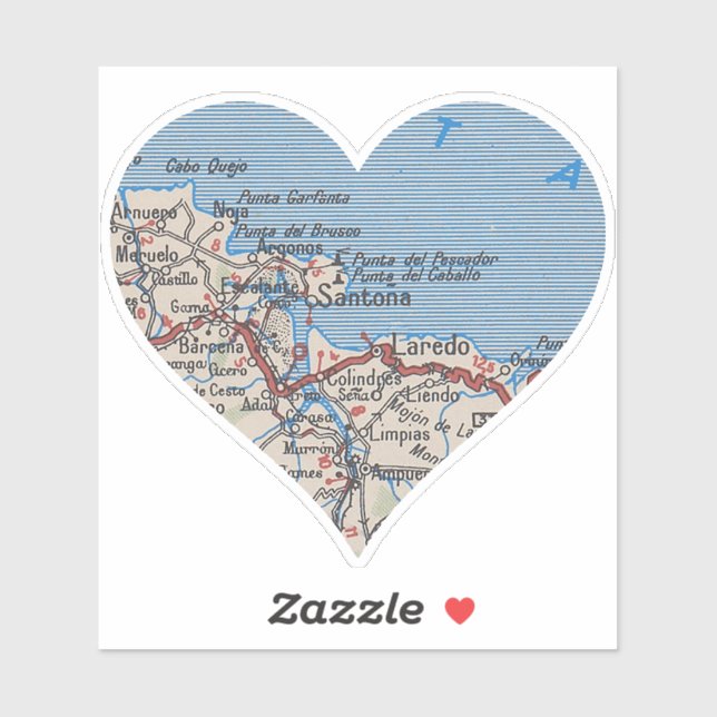 Santoña Spanien Karta Klistermärken (Ark)