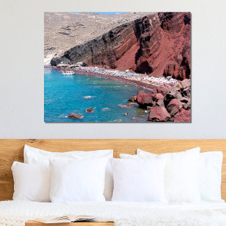 Santorias röda klippstrand: Lugn skönhet Poster