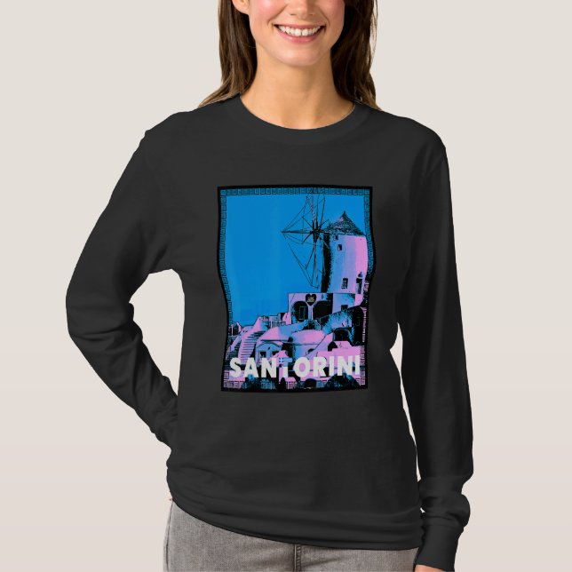 Santorin i Egeiska havet, fantastisk Bevackra Grek T Shirt (Framsida)