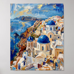 Santorini Affisch Lyx Abstrakt Oljemålning