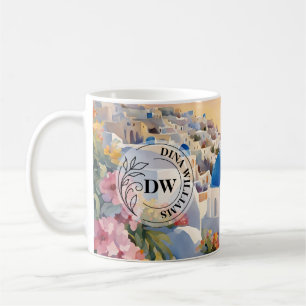 Santorini Akvarellkonst & Monogrammugg Kaffemugg