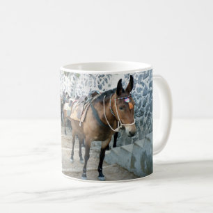 Santorini åsnor på kliver i Fira Kaffemugg