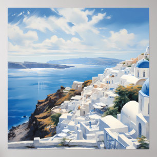 Santorini av Sea Poster