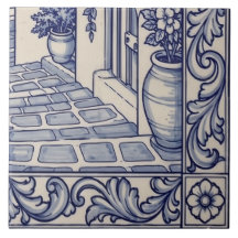 Santorini Azulejo Mural Kakel 6 av 6 Nere till hög