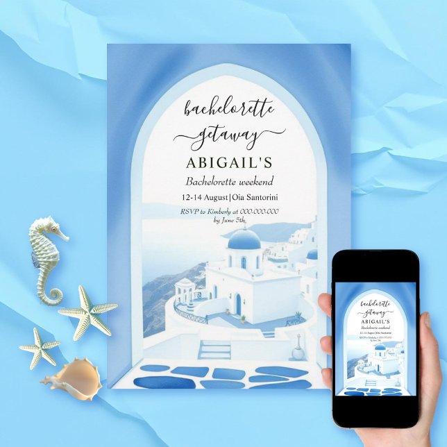 Santorini-bågdestination Bachelorette helg Inbjudningar (Skapare uppladdad)