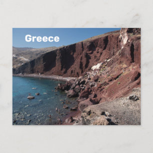 Santorini Beach Greece Travel Vykort