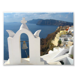Santorini Bell Torn under eftermiddagen Sol Fototryck