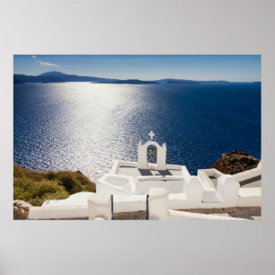 Santorini - Bell torn vid Oia-poster Poster