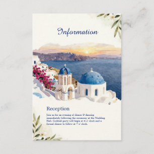 Santorini Blå Akvarell Destination Bröllop Tilläggskort