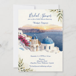 Santorini Blå Bröllopsdusch Inbjudningar