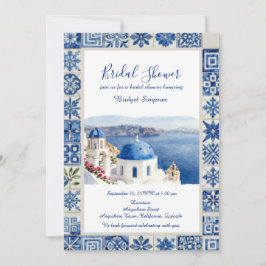 Santorini Blå Kakel Bröllopsdusch destination Inbjudningar