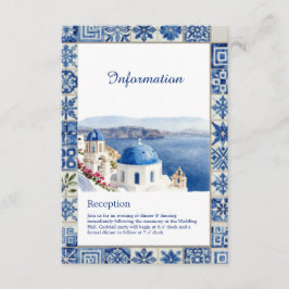 Santorini Blå Kakel Vattenfärg Destination Bröllop Tilläggskort