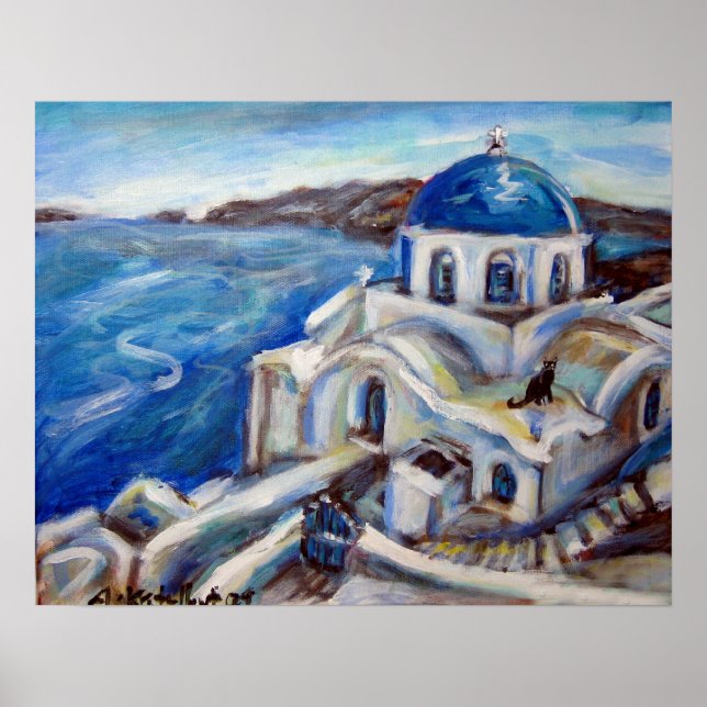 Santorini Black Cat Poster (Framsidan)