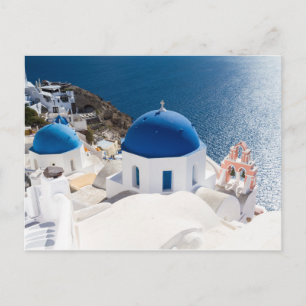 Santorini - Blådomkyrka vid Oias vykort