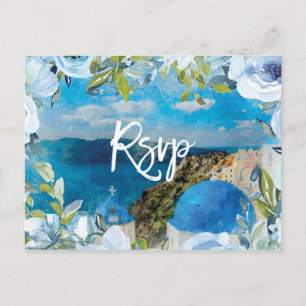 Santorini blomsterlig sommarbröllop RSVP vykort