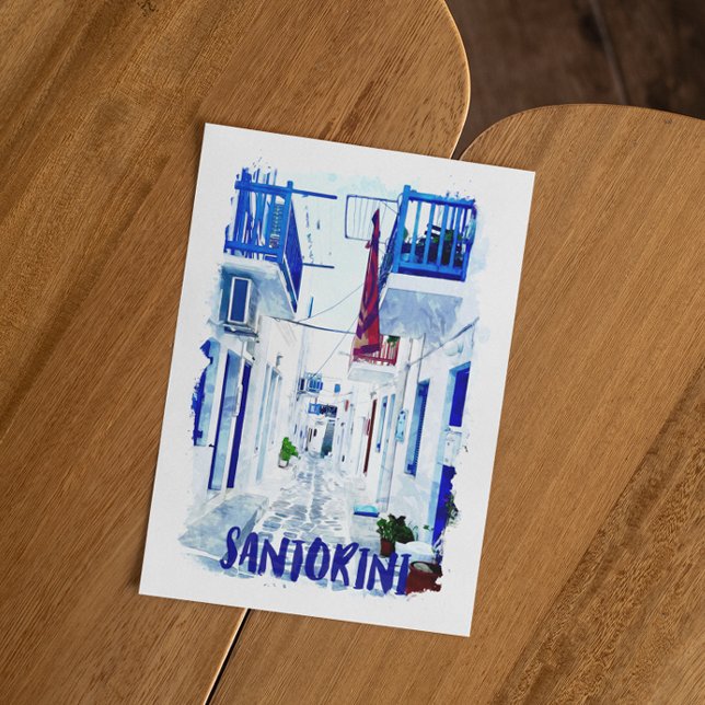 Santorini Blue and White Travel Inbjudningar (santorini greece blue white card)