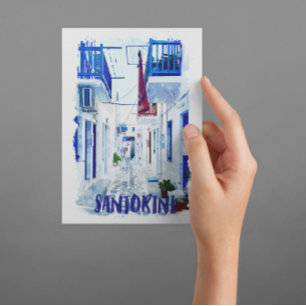 Santorini Blue and White Travel Vykort