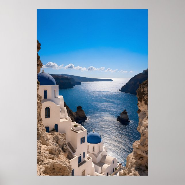 Santorini Blue Horizon Affisch (Framsidan)