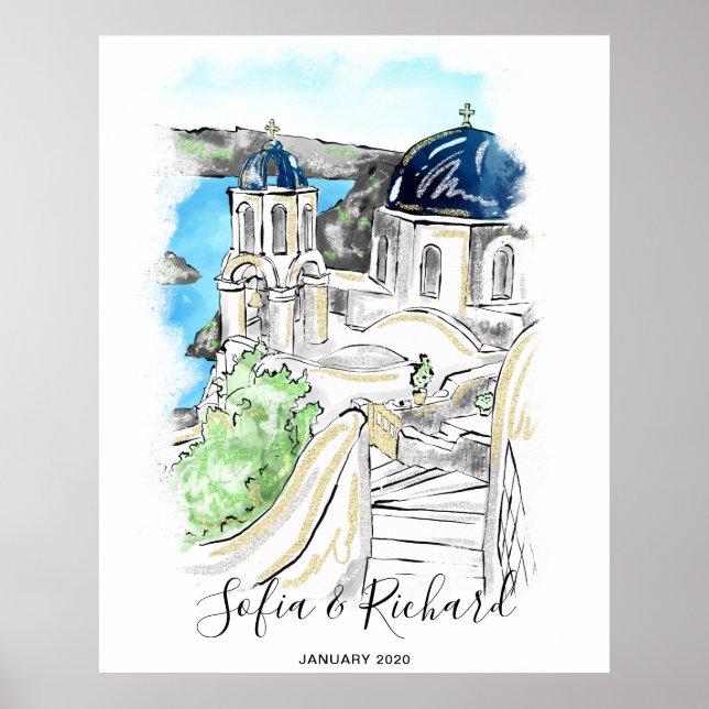 Santorini Bröllop, Förlovning, Frieri Poster (Framsidan)