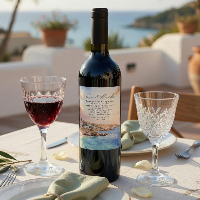 Santorini Bröllop Vin Etikett | Medelhavet (Skapare uppladdad)