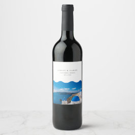 Santorini Bröllop Vinflaska Etikett